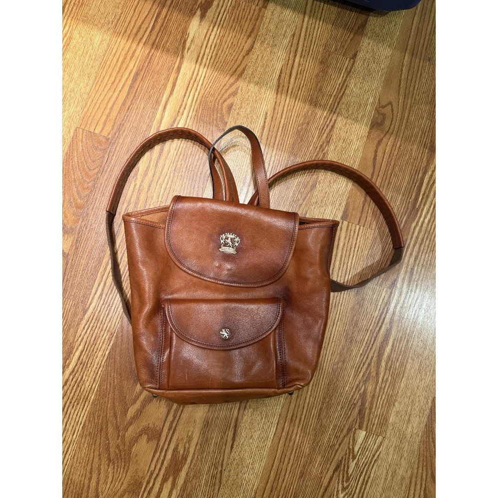 PRATESI FIRENZI ITALIAN DESIGNER GAVILLE COGNAC LEATHER BACKPACK
